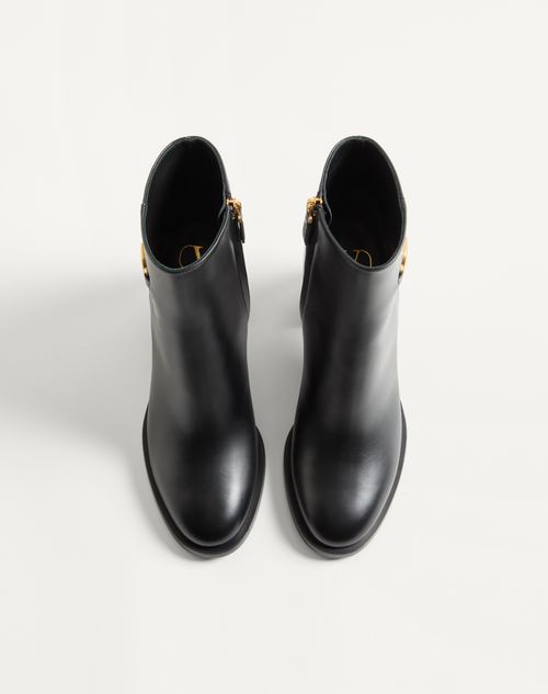 Valentino Garavani - Vlogo Signature Calfskin Ankle Boot 75mm - Black - Woman - Boots And Ankle Boots